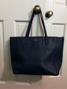 kate spade navy pebbled leather tote